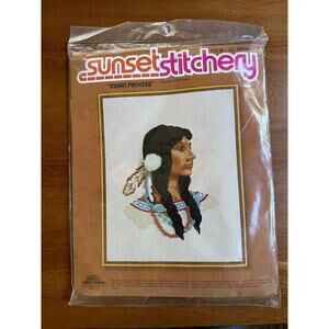 Vintage 1979 Sunset Stitchery "Indian Princess" Crewel Embroidery Kit #2219 NEW